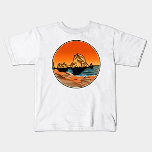 Haystack Rock Cannon Beach Sunset Kids T-Shirt